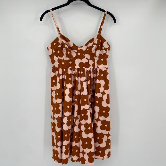 Hutch Anthropologie Women's Brown & Cream Retro Mod Floral Petra Romper Size 6 - Picture 4 of 12